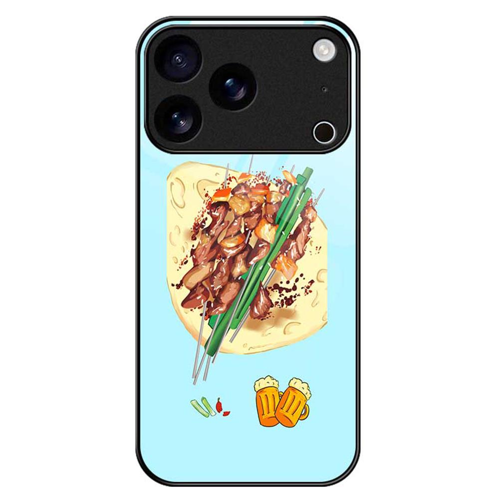 For iPhone 17 Pro Max Case TPU PC Tempered Glass Pattern Printing Phone Back Cover