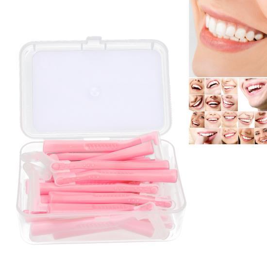 20pcs L Shape Interdental Brush Angle Cleaners  Dental Tool Teeth Cleaning Toothpick Pink 