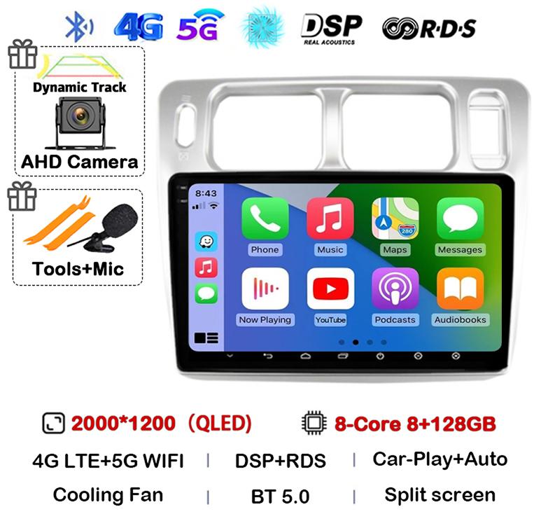 Android 14 Wireless Auto Carplay For Mitsubishi Pajero iO 1998-2007 Car Radio GPS Navigation 4G WIFI Multimedia Video Player DSP