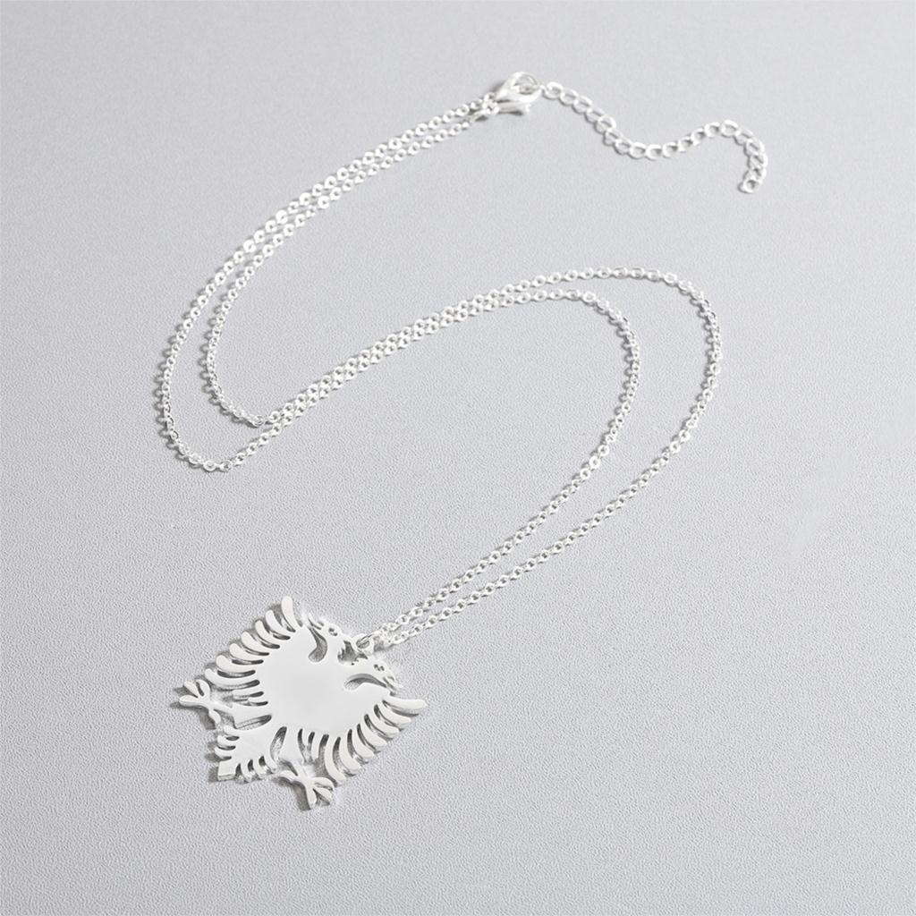 Kinitial Neuer Albanien Doppeladler Anhänger Halsketten Edelstahl Choker Schmuck für Damen Mädchen Ethnische Geschenke bijoux femme