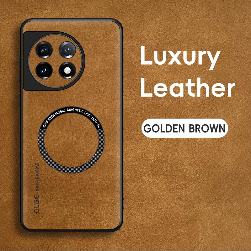 For OnePlus 11 Fine Hole Sheepskin Magnetic TPU Soft Edge Anti-Drop Anti Fingerprint Phone Case