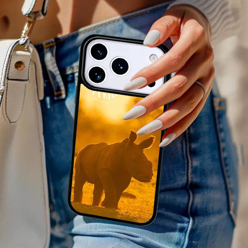 Animal Rhino Phone Case For iPhone 17 Air 14 15 13 12 Max Cover For Apple 14 15 16 16e 11 Pro Max Plus Coque