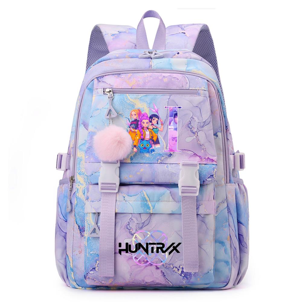 Cute Cartoon 26 English Letters Printed Backpack Schoolbag for Teenager Student Girl Boy Bookbag Large Capacity Waterproof Travel Bag Mochila