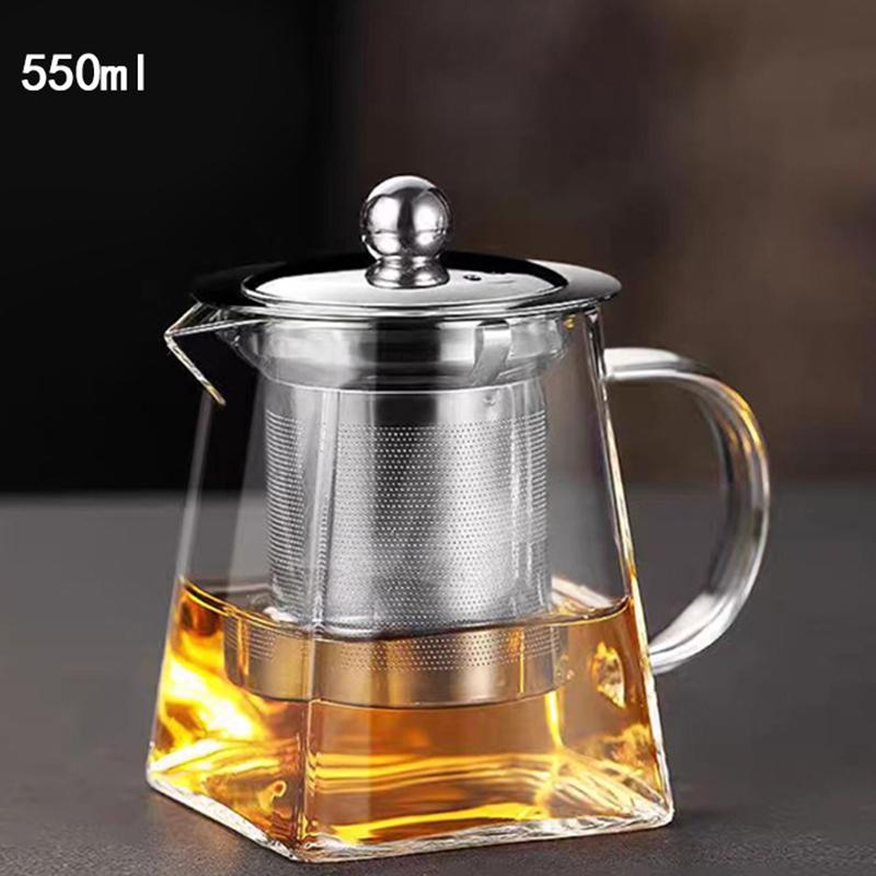 Glass Teapot High Temperature Resistant Thickened Stainless Steel Filter Anti-Scalding Teapot Household Teapot Kung Fu Tea Set