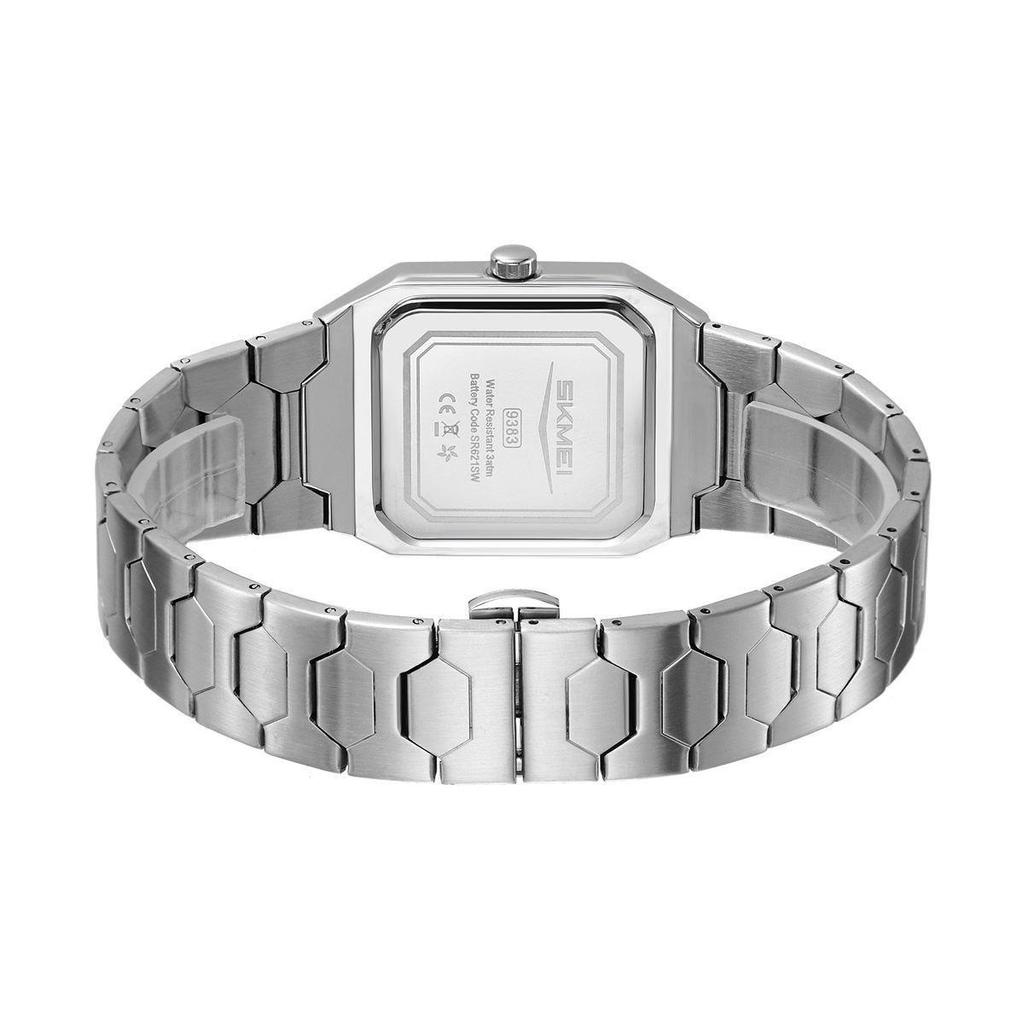 SKMEI Luxury New Simple Square Men's Quartz Watch for Men Stainless Steel Fashion Sports Waterproof Luminous Silver Wrist Watch