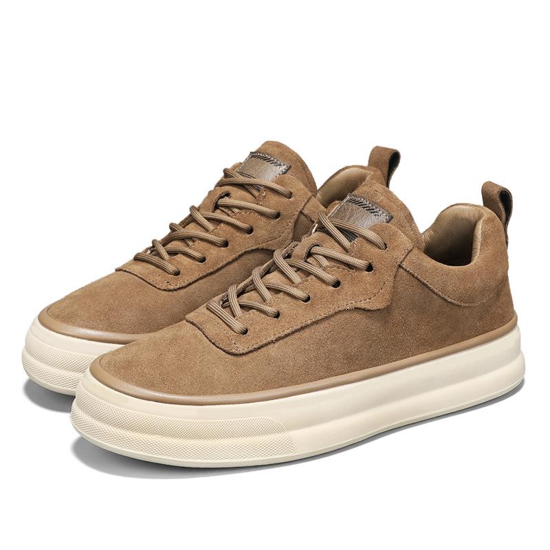 Spring high-top thick-soled men's shoes black new matte leather shoes men's breathable and versatile lightweight casual shoes