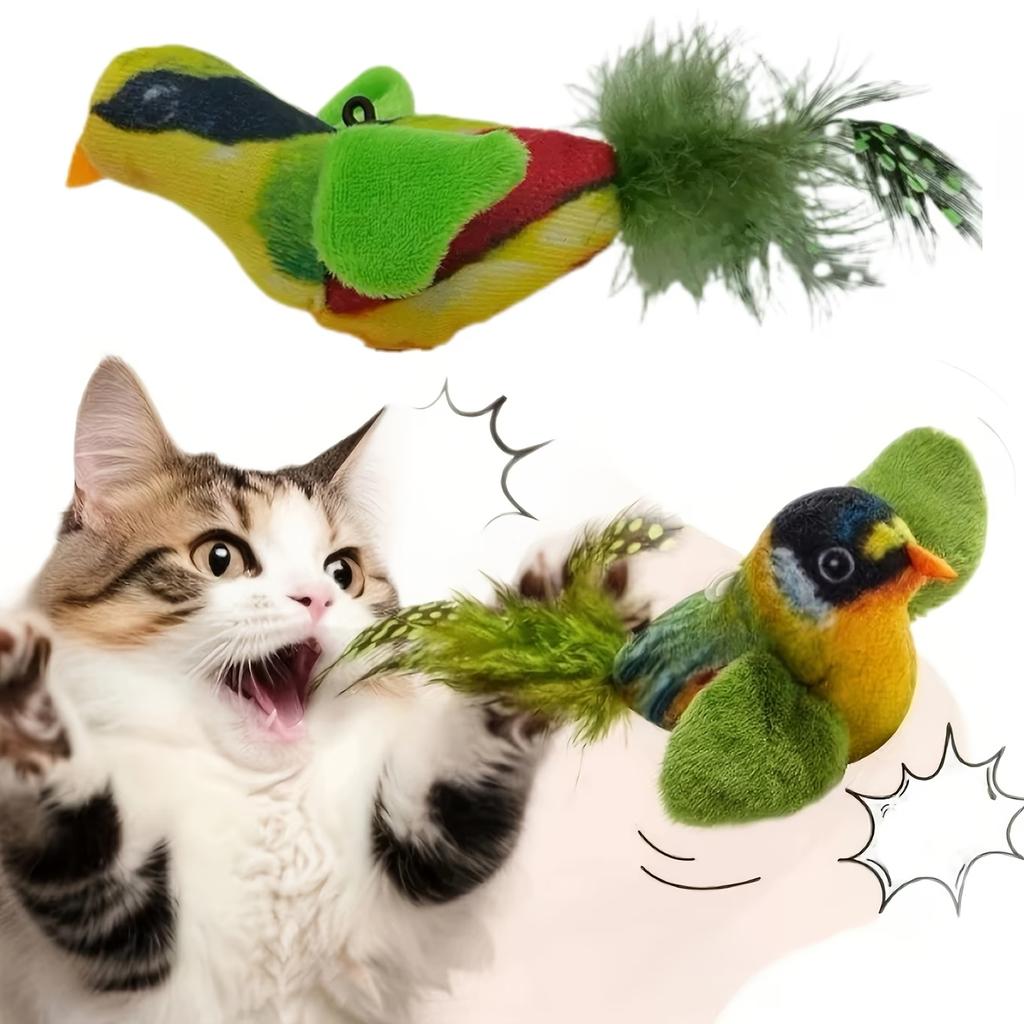 Self-Playing Cat Toy: Automatic Hanging Bird With Catnip & Chirping Sound, Mental Stimulation Teaser For Kittens Exercise