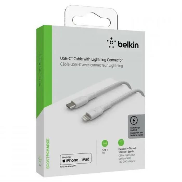 BELKIN - Cable - BRAIDEDC-LTG 1M, WHT - BRAIDEDC-L