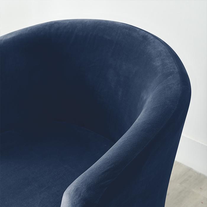 Club Armchair Cover, Velvet, Navy Blue