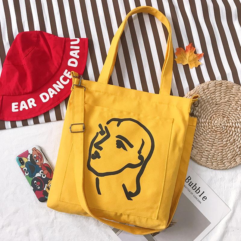 New canvas bag women's trend simple fashion women's bag shoulder bag fresh element handbag