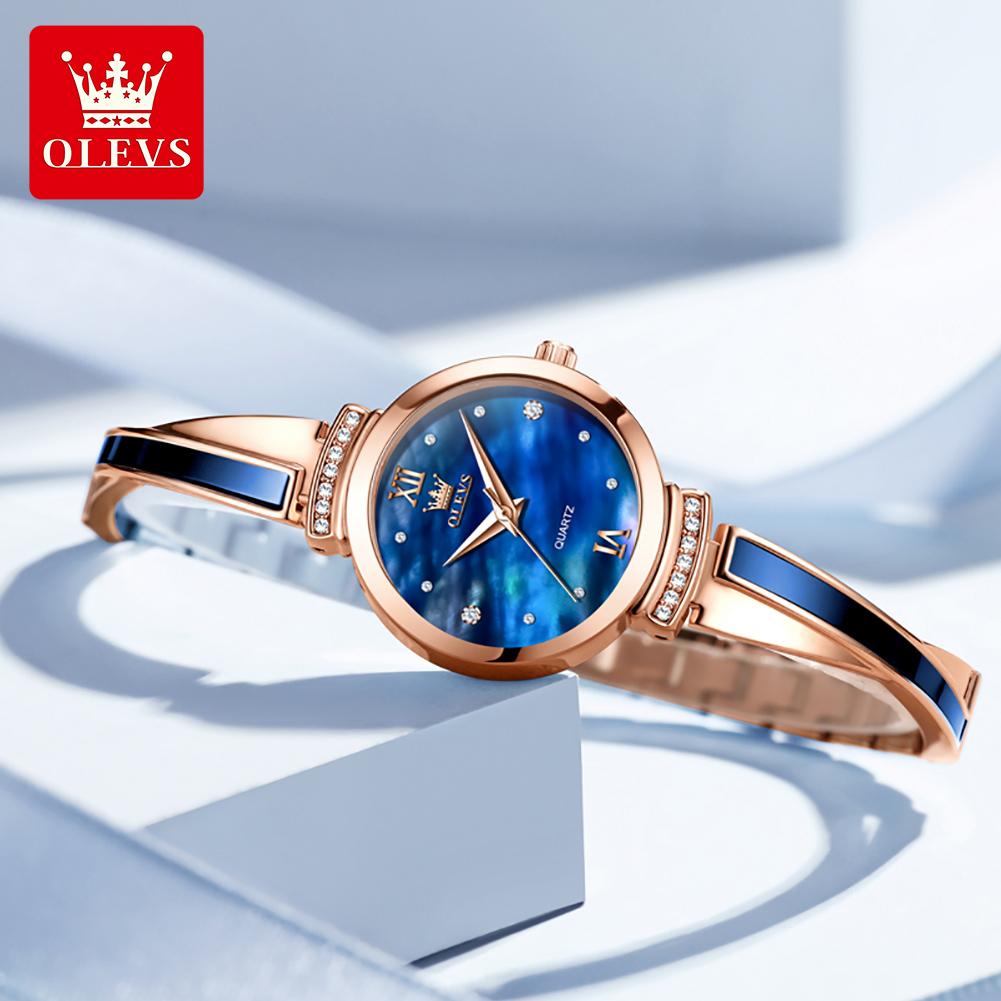 OLEVS Quartz Watches for Woman Fashion Personality Original Steel Strap Bracelet Wristwatch Elegant Waterproof Ladies Watch 7140