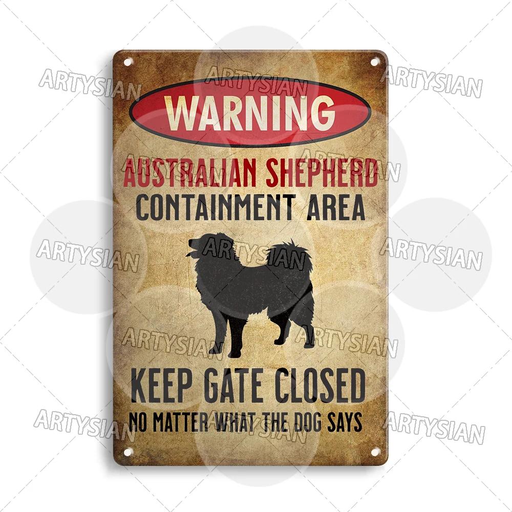 Beware Of Dog Warning Metal Sign Setter Aussie Corso Frenchie Labrador Poodle Bulldog Beagle Shorthaired Pointer GSP Lab Plaque
