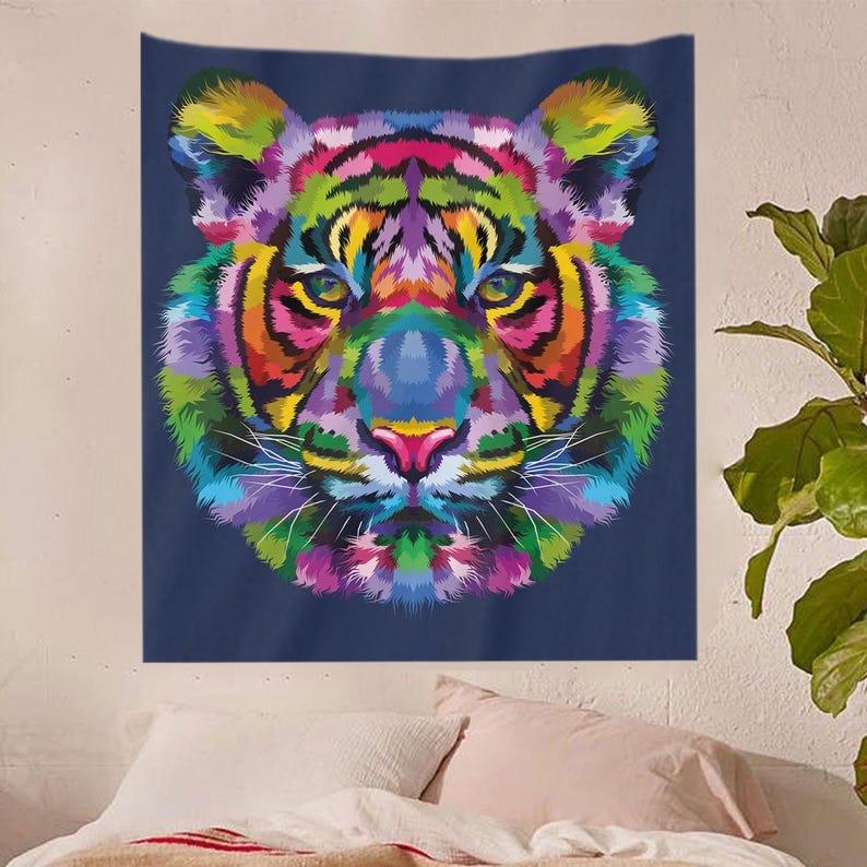Colorful Tiger tapestry 75x100