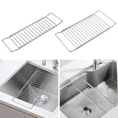 Over The Sink Dish Drying Rack Over Sink Cork Coaster Multipurpose Stainless Steel Sink Drain Rack Sink Colander, for Counter