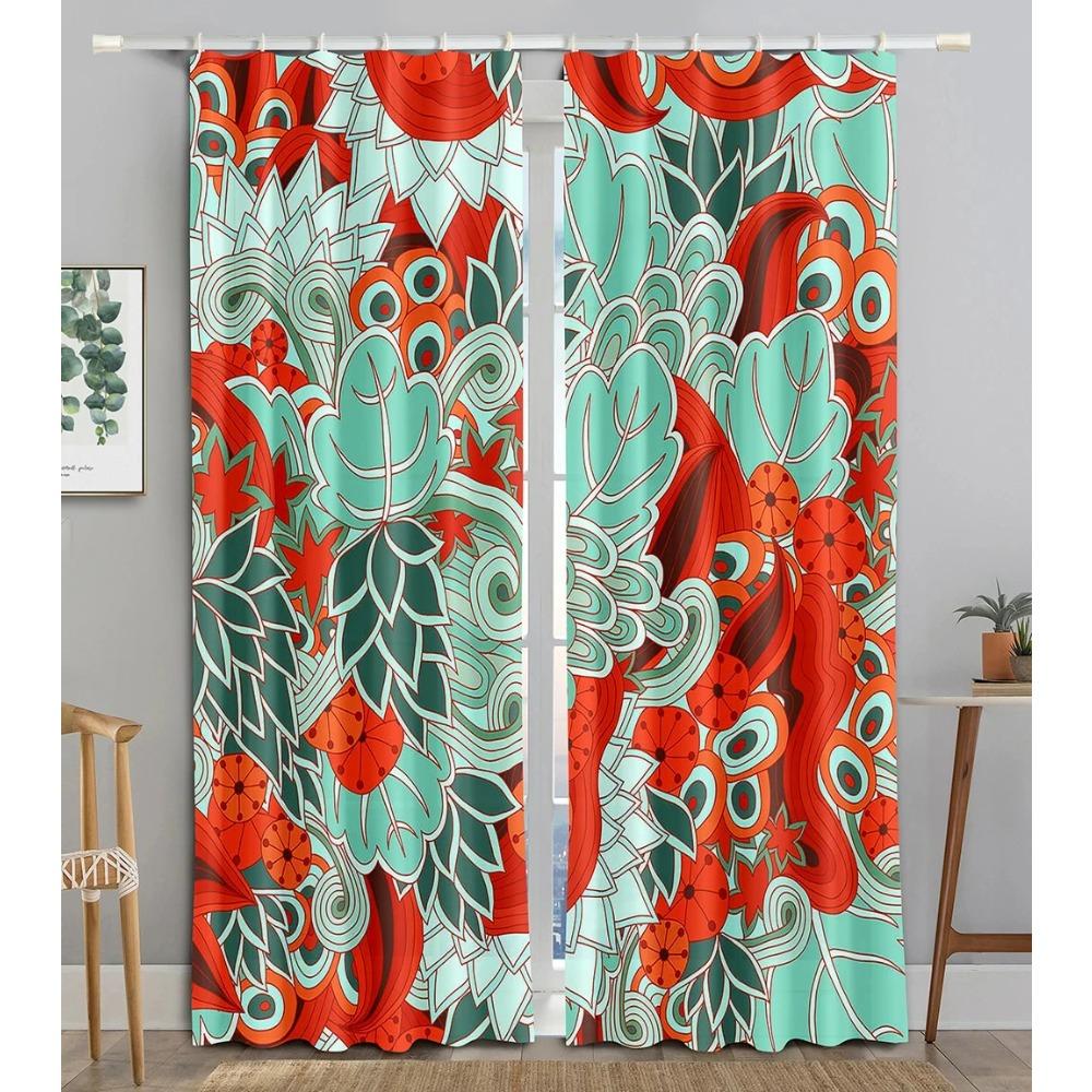 New Cheap Pink Flower Fish Green Peacock Curtain Bedroom Hotel Window 2 Panel High Shading New Fashion Various Color Pattern
