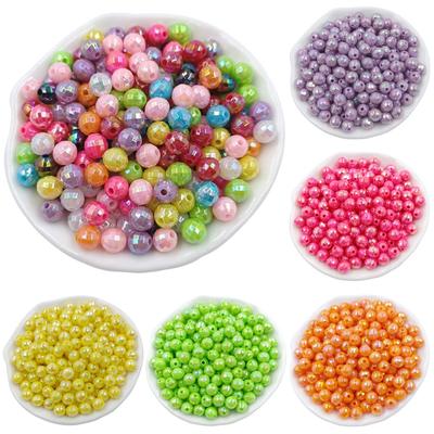 6mm AB Bright Color Loose Beads 50Pcs Fashion Multi-faceted Ball Beads DIY Jewelry Accessories Creative Candy Color Acrylic  Accessories