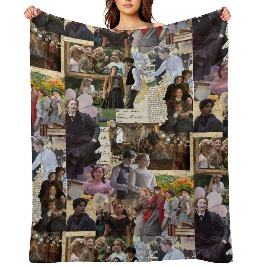 Little Women Collage Throw Blanket Moving Bed linens sofa bed blankets and throws Blankets