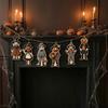 Retro Style Holiday Accents 6Pcs Halloween Wooden Ornaments, Pumpkin Head Skeleton Character Hanging Decor with Indoor Outdoor Ornaments Rope, Pendant