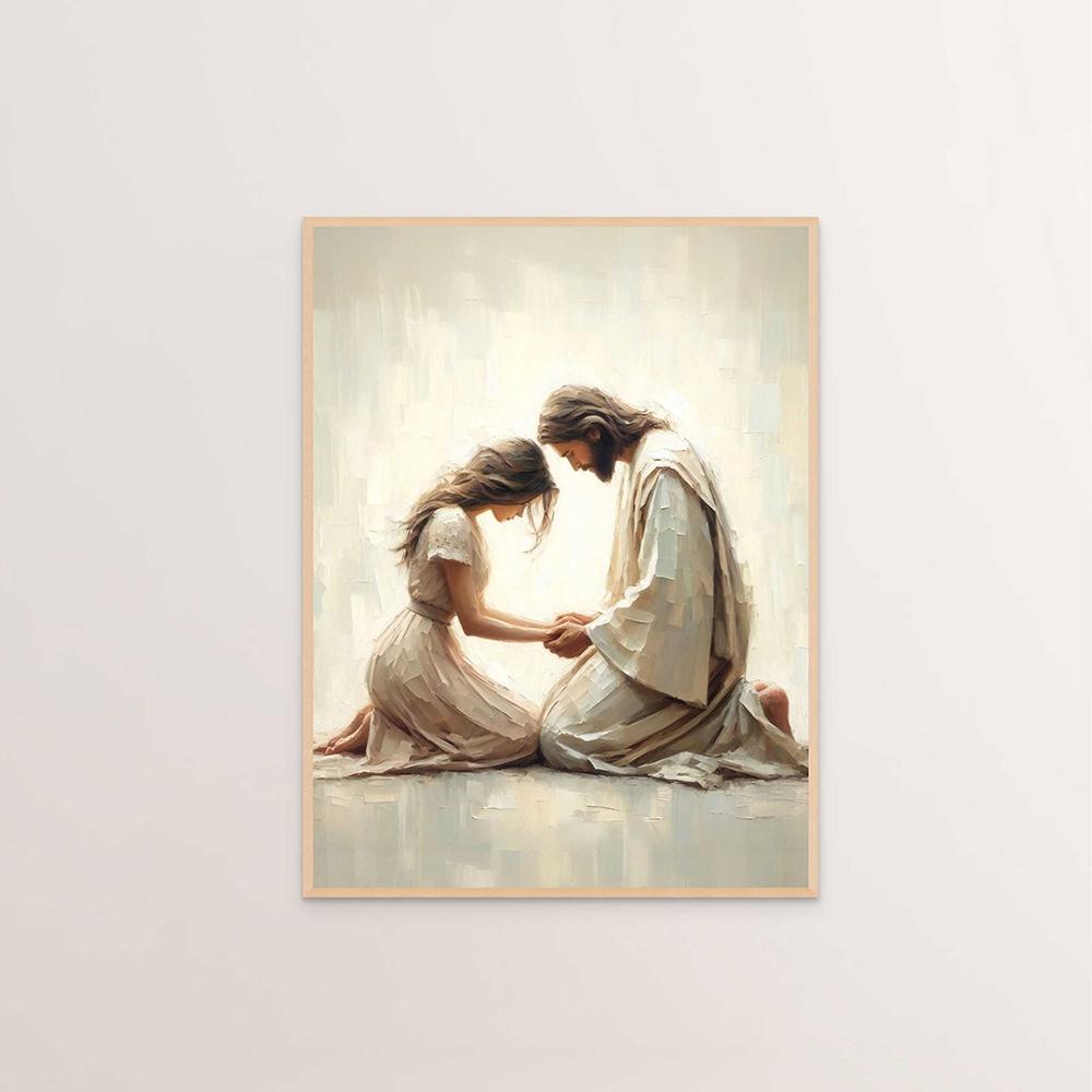 Jesus Christus Leinwand Postres Christliches Jesus Porträt Wandkunst Druck Poster Ich werde mit Christus gehen LDS Bibelvers Geschenk Poster