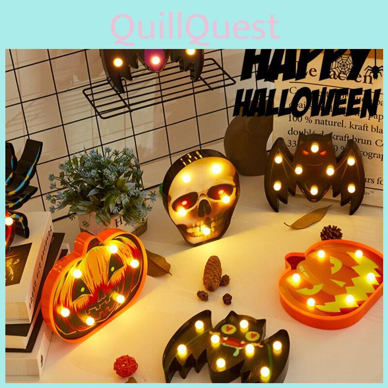Colorful Halloween Decoration Led Lights Lantern With Bat Skull Pumpkin And Spider Designs