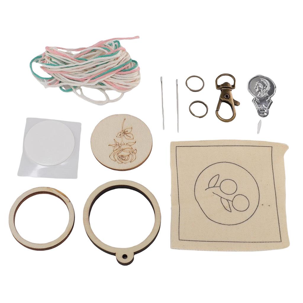 Mini Wooden Embroidery Hoop Keychain Small Ring Tiny Jewelry Making Supplies for Earring Pendant Round