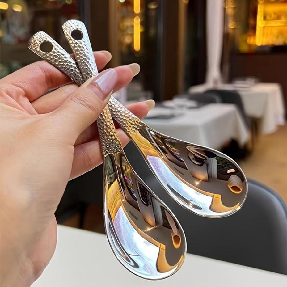 Hammer Muster Löffel Edelstahl Haushaltslöffel Kommerzieller Löffel Esslöffel Hohe Schönheit Retro Suppenlöffel Dessertlöffel