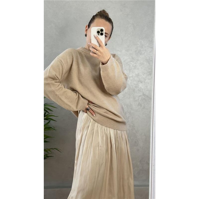 2025 Elegant Women's Midi Skirt French Style Pleated Long Skirt Versatile All Match Silky Shiny Fabric Perfect for Casual and Formal Occasions