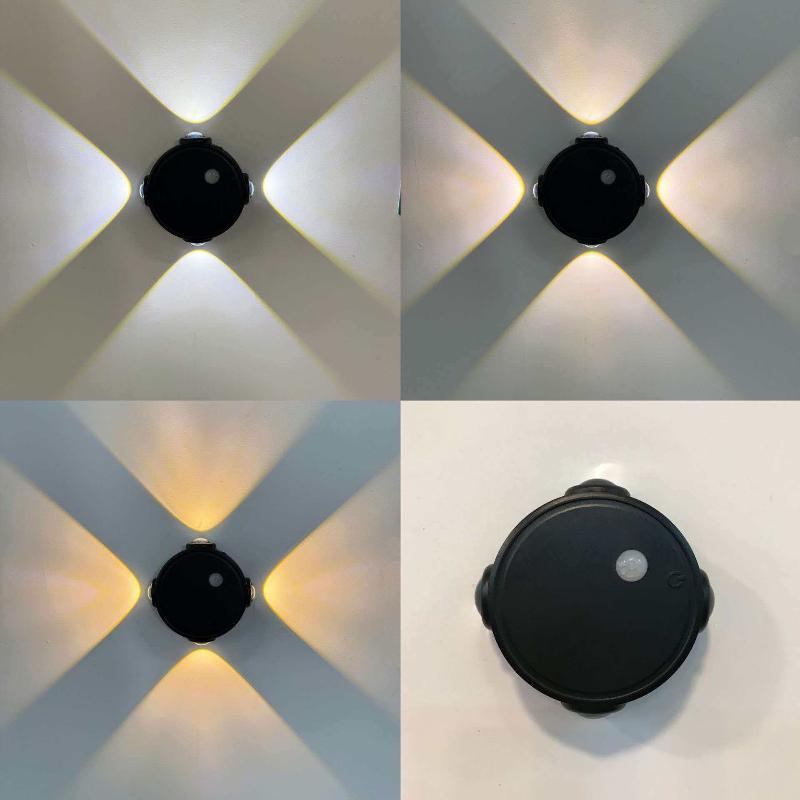 Smart Rgb Gradient Four Head Night Light Magnetic Motion Sensor Rechargeable Wall Lamp For Bedroom Bathroom Closet Garden Home