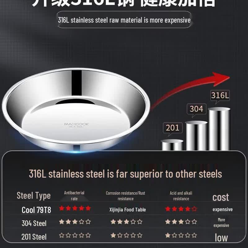MAXCOOK Thickened 316L Stainless Steel Flat Plate