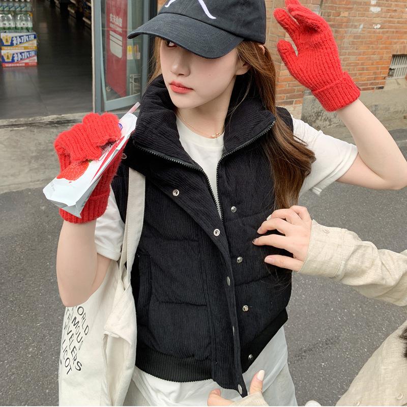 Cotton Vest Women's Autumn and Winter New Corduroy Student Korean Version Loose Cotton Vest Outer Wear Vest Vest Jacket