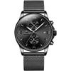OLEVS Black Steel Mesh Belt Quartz Watch Men Ultra Thin Chronograph Luxury Brand Waterproof Male Watches Relogios Masculinos