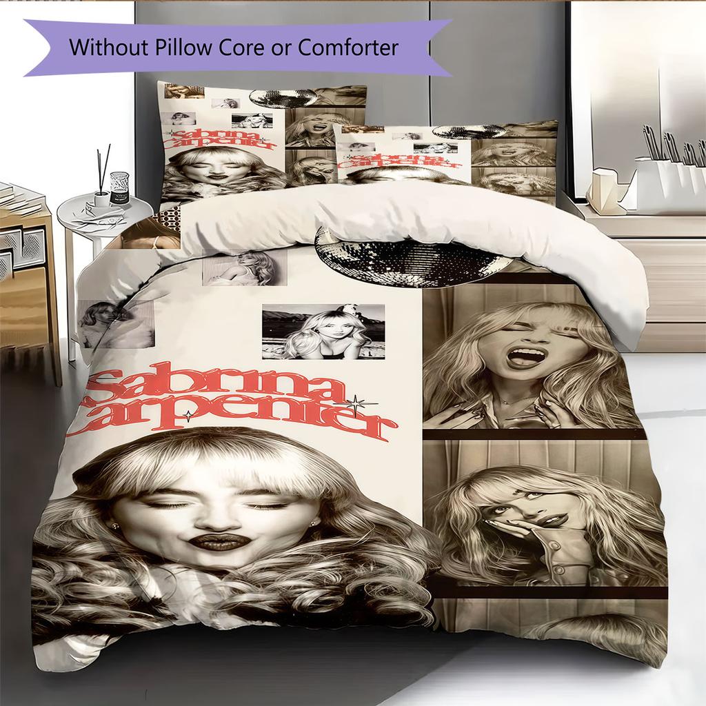 Sabrina Carpenter Bedding Quilt Set Quilt Cover Pillowcase Home Decoration Birthday Gift (1 * Duvet Cover + 2 * Pillowcase, Without Core)