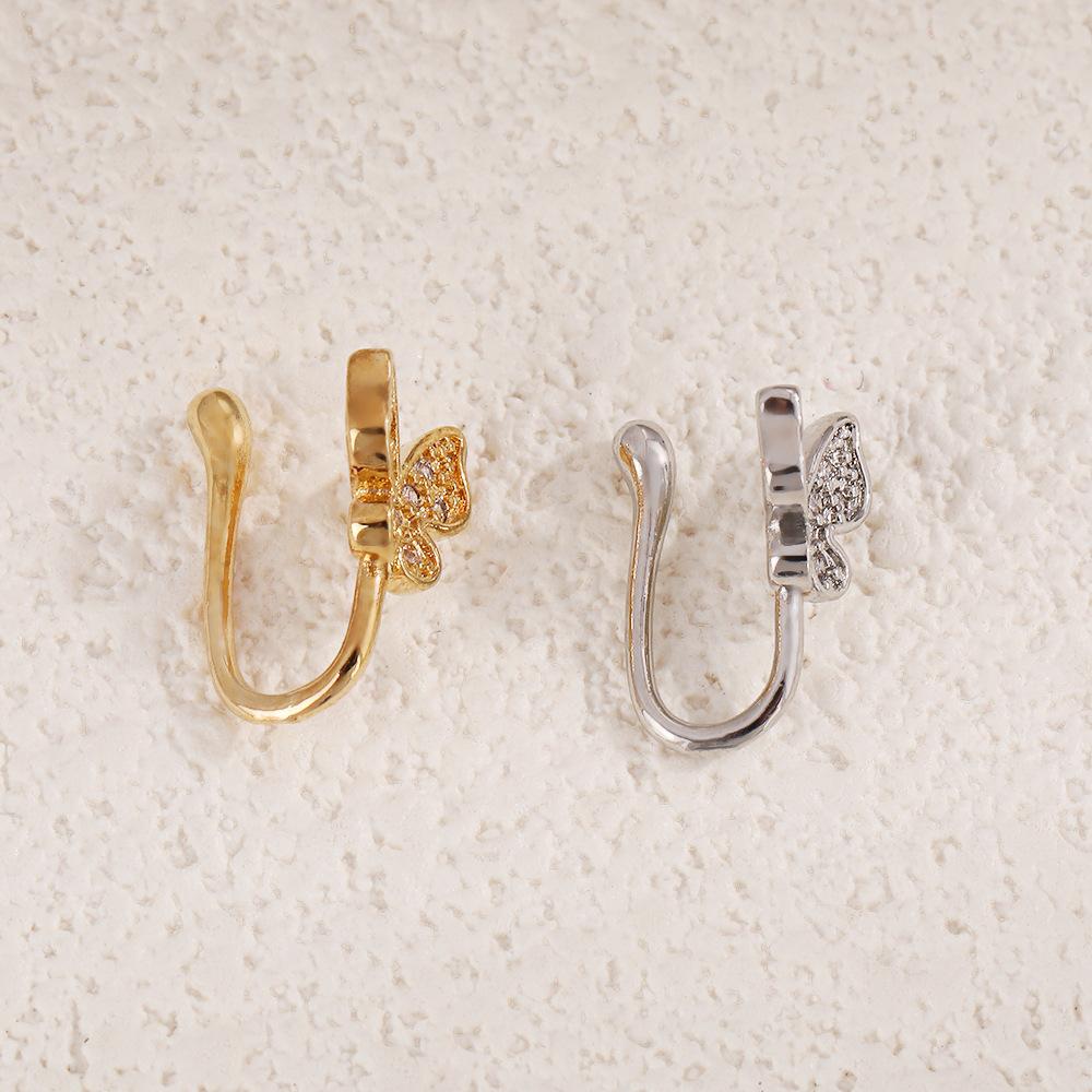 Design de Nicho Argola de Nariz Individualidade Borboleta Diamante Clipe de Nariz Moda Feminina Versátil Exquisito Pequena Joia de Piercing