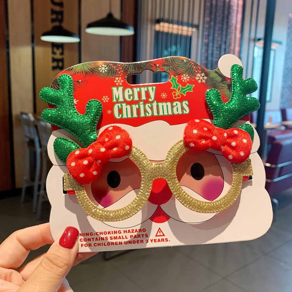 Handmade Christmas Glasses Frame Sequin Elk Antlers Glasses Frame  Masquerade Party