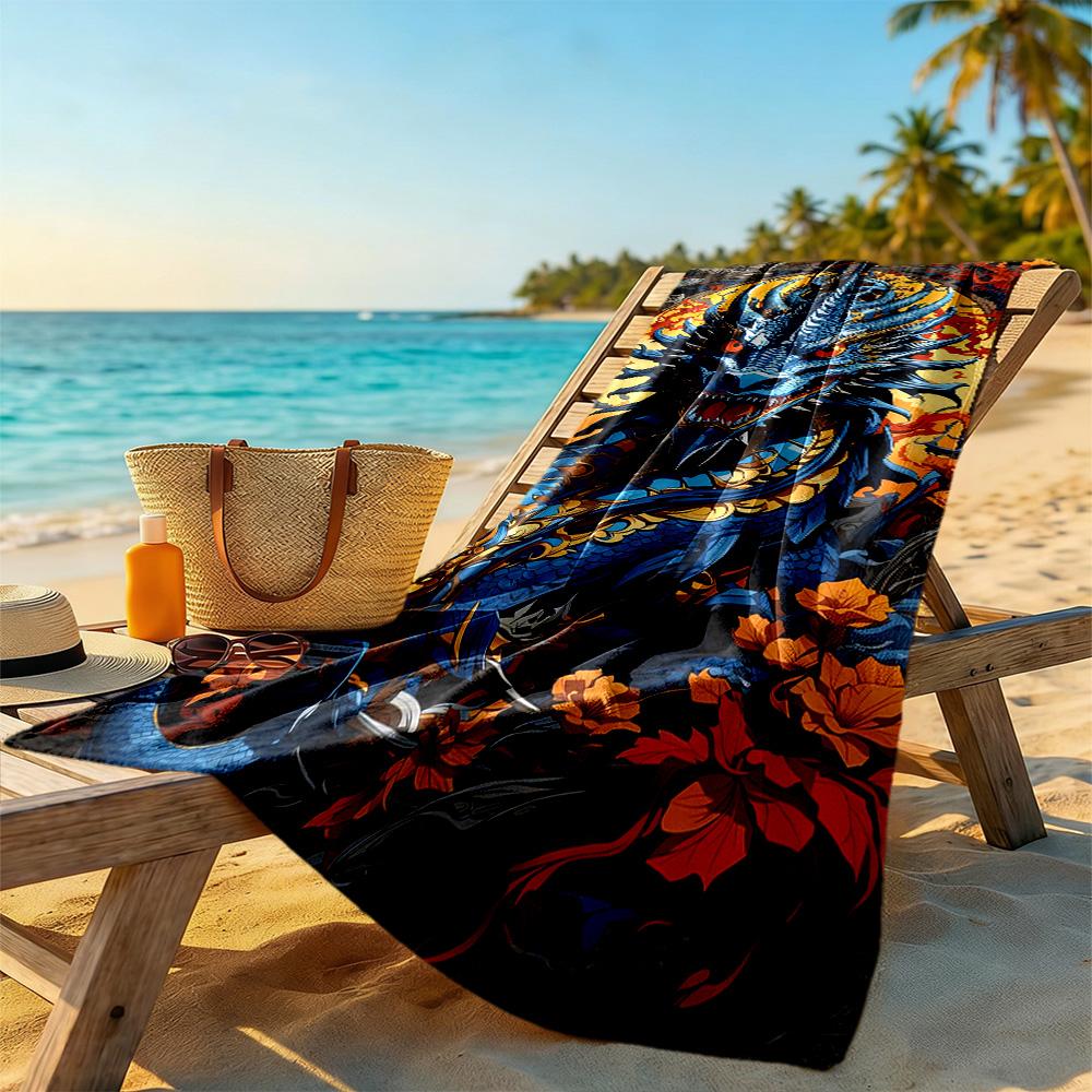 Dragon Beach Towel Soft Durable Quick-Dry Comfortable Lightweight Suitable for Swimming, Gym, Camping, Yoga Vacation