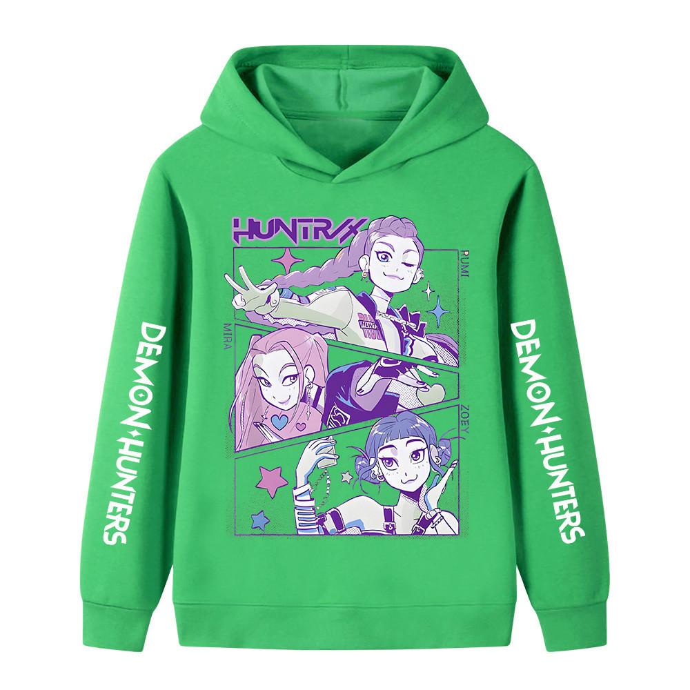 B1196XX Kids Boys Girls Kpop Rumi Zoey Mira Huntrix Print Long Sleeves Hoodie