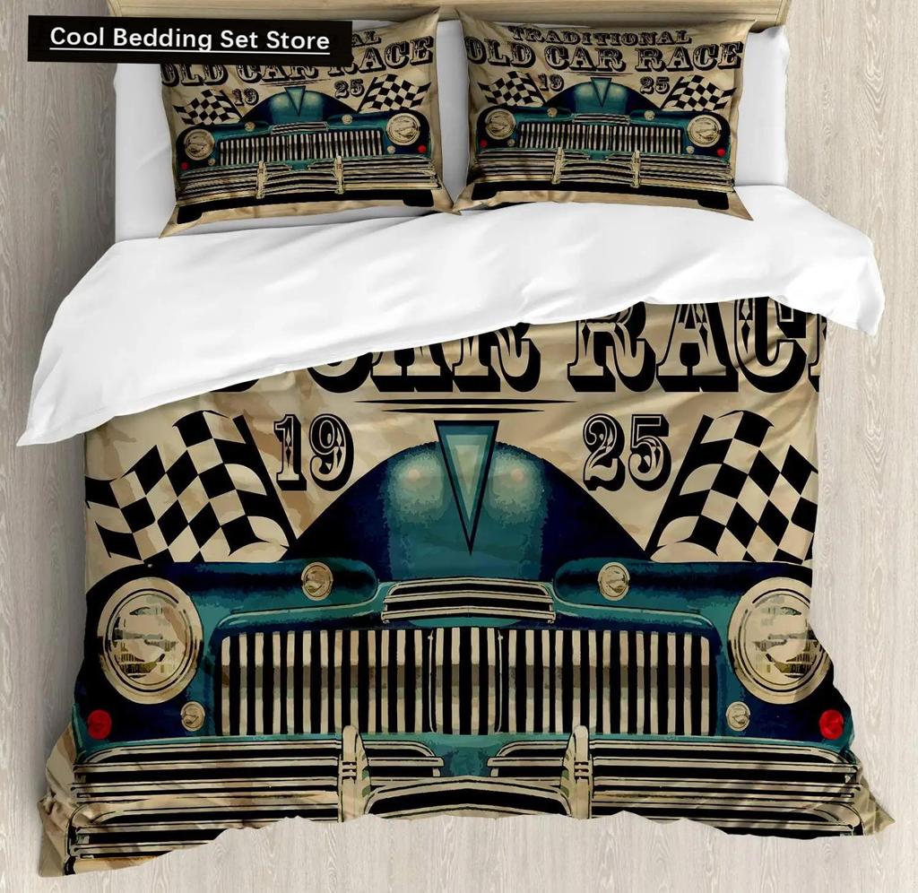 Cars Duvet Cover Set Cartoon Monster Truck Cool Vehicle Duvet Cover Set Bedclothes Double Queen King Size Polyester Qulit Cover