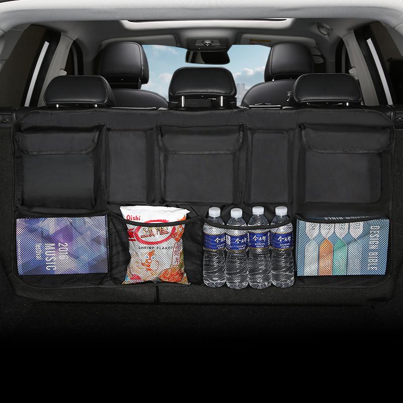 

105x52cm Car Rear Seat Back Organizer Auto Trunk Cargo Storage Bag Mesh Pocket Black