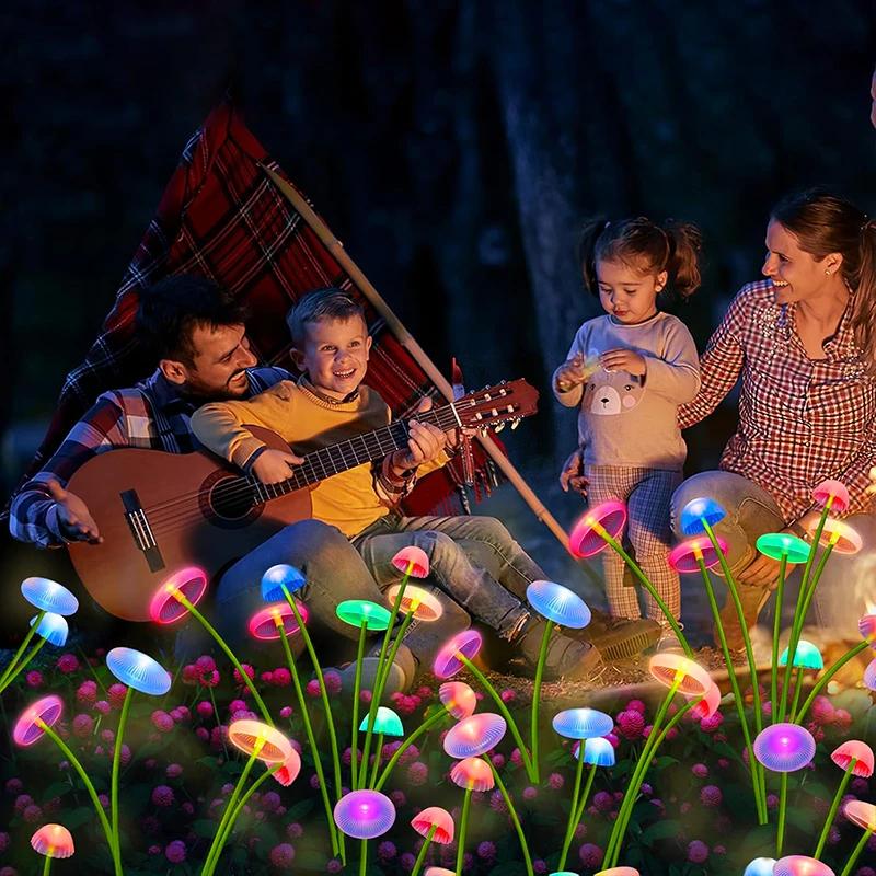 LED Outdoor Solar Mushroom Lights Garden Decor Jellyfish Sway Light Waterproof Patio Landscape Pathway Yard Lamp