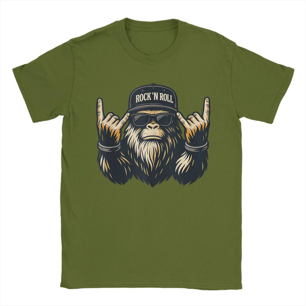 Bigfoot Rock On Sasquatch Heavy Metal Vibes T Shirt Summer Cotton T Shirts Unisex Novelty Tee Shirt Short Sleeve Vintage Top Tees
