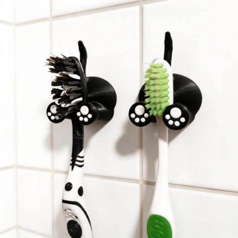1Pc 3D Printed Charming Black Cat Toothbrush Stand Adorable Kitty Bathroom Storage Cute Bath Decoration For Women