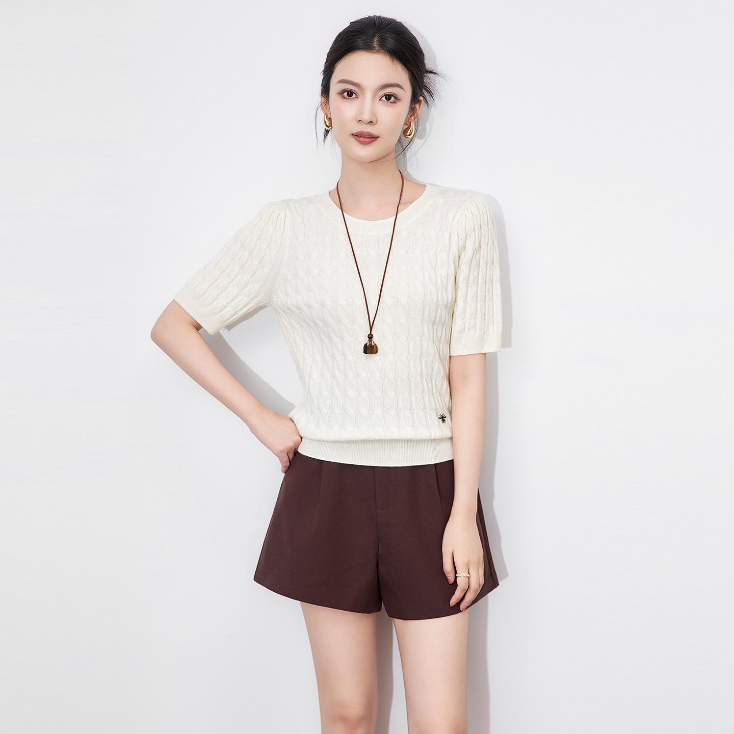 

Early Autumn Wool Blend Cable Knit Slimming Short Sleeve Women s Pullover XXL