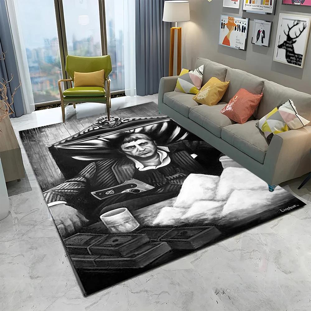 3D Printing Movie Scarface Tony Carpet Rug for Home Living Room Bedroom Sofa Doormat Decor,kids Play Area Rug Non-slip Floor Mat