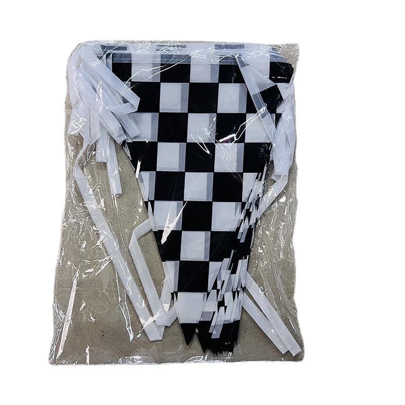Polyester Cloth Double-sided Printing Party Checkered Banner Triangle Checkered String Flag
