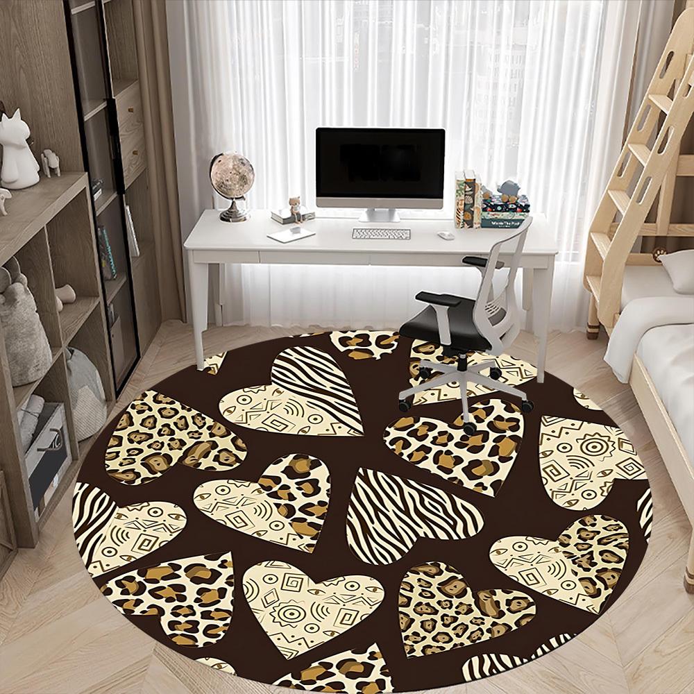1pc Heart Patterns Office Round Rug, Non-slip, Soft and Durable Office Rug for Interior Decoration, Perfect for Office,Decoration Yy260204039