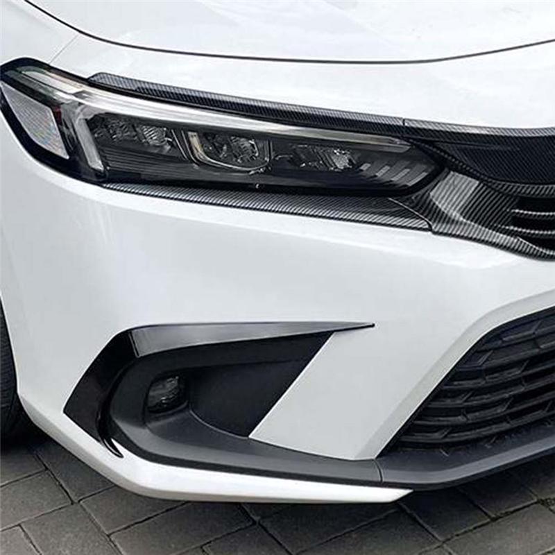 A13F-Car Front Bumper Splitter Spoiler Fog Light Canard Replacement Accessories For Honda Civic 11Th Generation 2021+ Glossy Bla Glossy Black