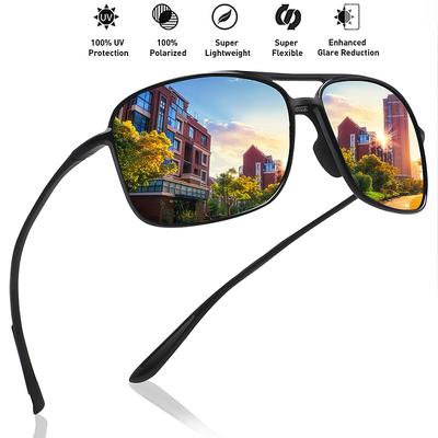MAXJULI Classic Pilot Sunglasses Men UV400 Driving Cycling Sports Goggles Tr90 Frame Lightweight Hiking Eyewear