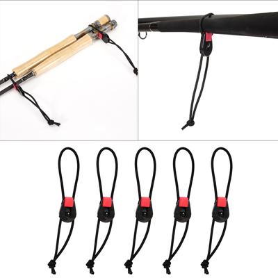5pcs Quick Rod Tie Strap Fishing Rod Bungee Leash Pole Ties Organizer Portable Adjustable Fishing Utility Tools Reusable