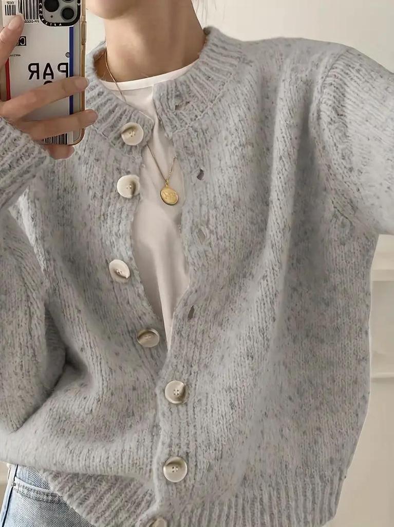 Korean New Arrival: Age-Defying Color Block Dot Women's Knitwear Sweater Cardigan