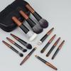 12Pcs Compact Mini Makeup Brush Set Wood Handle Eyeshadow Make Up Kit Lip Liner Brush Set  Travel